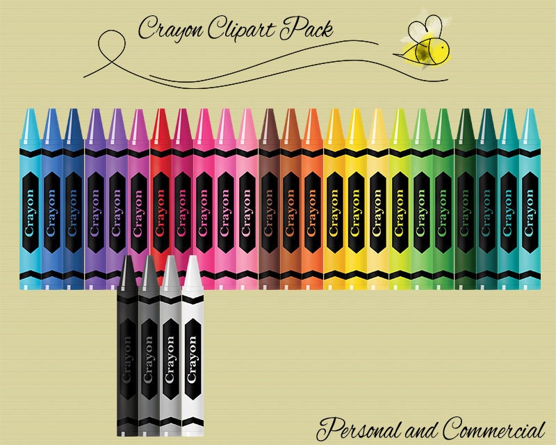 Download Colorful Crayon Clipart Rainbow Crayon Color Clipart Crayon Etsy