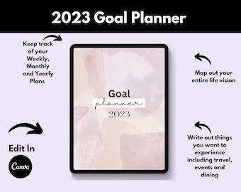 2023 Goal Planner, Digital Goal Setting Planner, Vision Board, Habit Tracker, GoodNotes Planner, Digital Planner, Monthly Planner