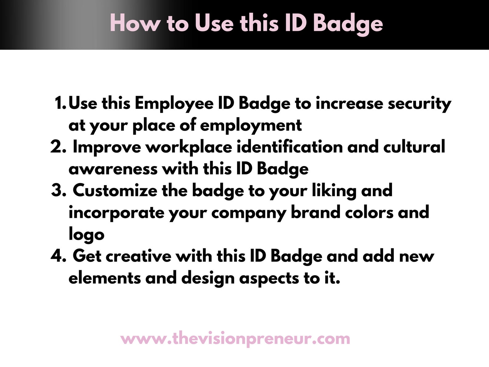 Employee ID Badge Employee ID Card Office Badge Office ID Etsy