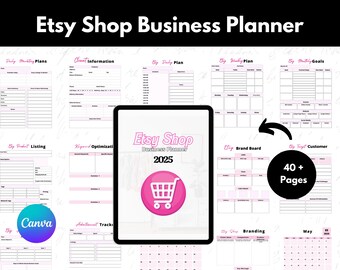 2025 Etsy Shop Business Planner: Customizable Canva Templates