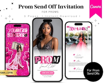 Pink Glam Prom Send Off Invitation: Editable Photo Template (Digital eCard)