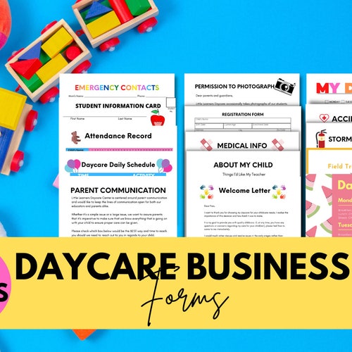 Daycare Kit // Home Daycare// Small Business Forms// Preschool Etsy