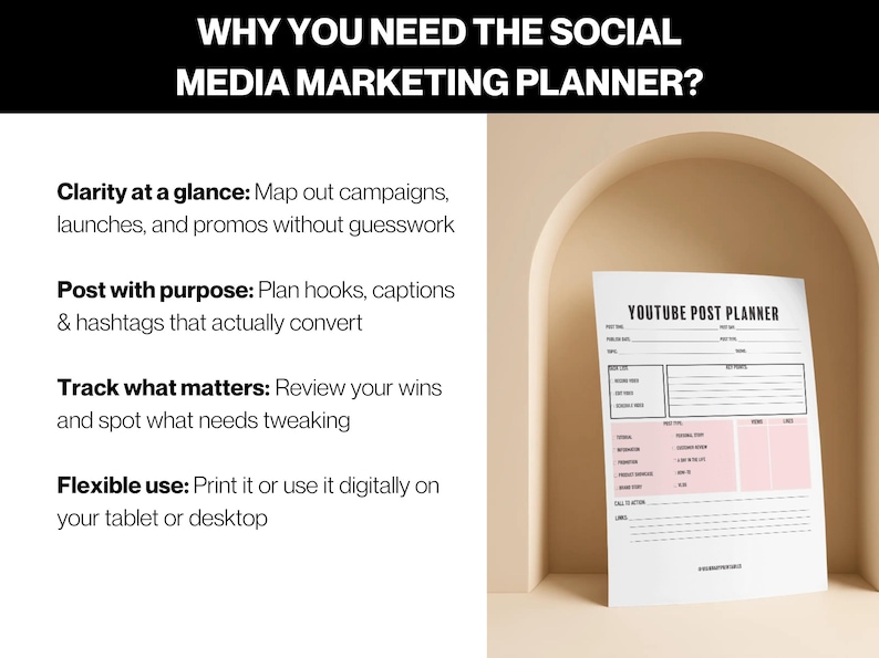 Social Media Marketing Planner | Printable Content Calendar & Strategy ...