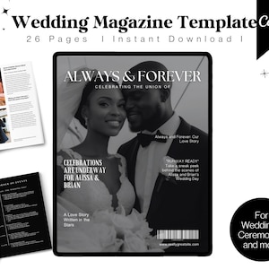 DIY Wedding Magazine Template | Editable Wedding Program Template | Modern Wedding Itinerary | Custom Wedding Welcome Book, Canva Template