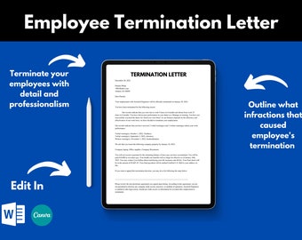 HR Employee Termination Letter Template: Small Business Forms (Canva & MS Word, Digital)