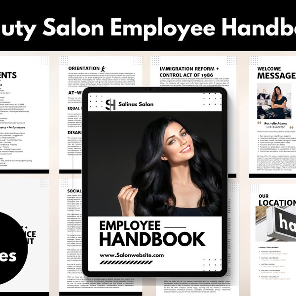 Beauty Salon Employee Handbook, Hair Salon and Spa Handbook, Employee Handbook Template, Employee Guide, Editable Handbook, Instant Download