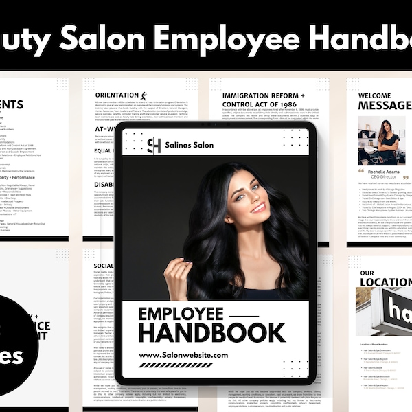 Beauty Salon Employee Handbook, Hair Salon and Spa Handbook, Employee Handbook Template, Employee Guide, Editable Handbook, Instant Download