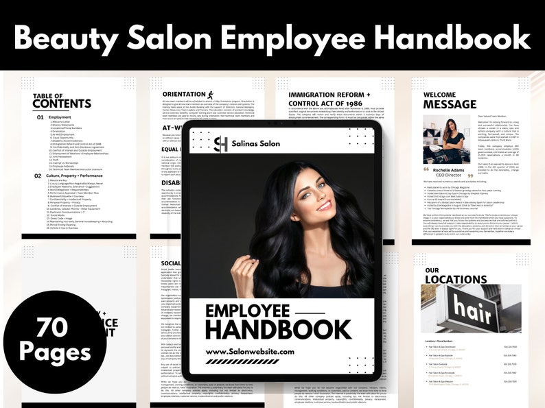 Beauty Salon Employee Handbook, Hair Salon and Spa Handbook, Employee