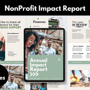 NonProfit Annual Impact Report, NonProfit Sustainability Report, Impact Reporting Template,  Data Storytelling Report, Canva Template,