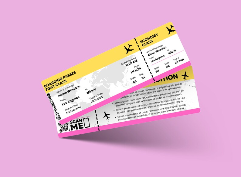 Boarding Pass Template, Fake Airline Boarding Pass, Novelty Plane ...
