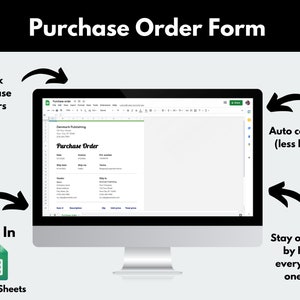 Purchase Order Form, Editable Fillable Purchase Order Template, Google Sheets Purchase Order Sheet, Order Form Template, Digital File