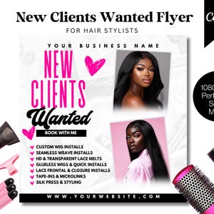 Hair Stylist Flyer Template: Wig & Weave Salon Marketing (Canva Editable)