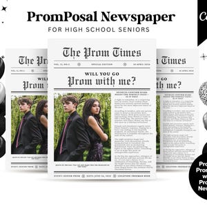 Newspaper Promposal Template: Editable Prom Invitation (Canva)