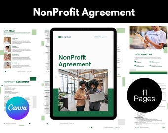 Nonprofit Agreement Template | Editable Partnership Contract for Nonprofit Organizations | Easy-to-Use Donation & Collaboration Form