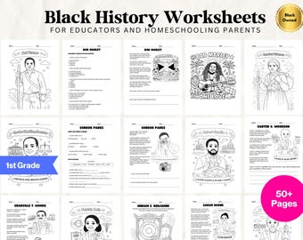Black History Month Printable Worksheets Bundle I Coloring Pages, Biographies & Comprehension Questions | Printable PDF