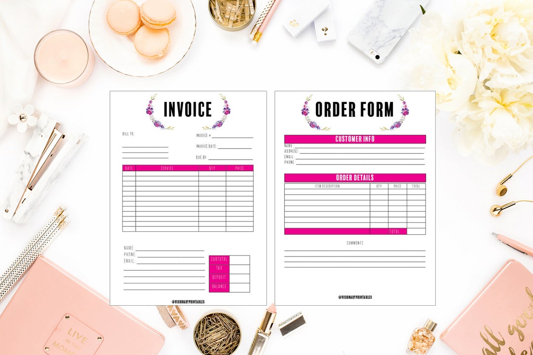 Floral Invoice & Order Form Template: Small Business Printable (PDF ...