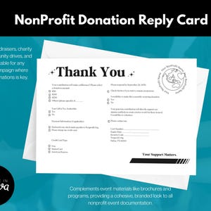 Nonprofit Donation Reply Card Template | Editable Canva Design for Fundraisers & Charity Events | Printable Donation Card for Easy Giving
