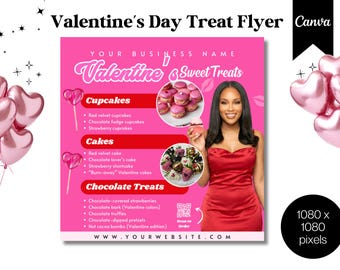 Valentine's Day Flyer, February Bake Sale Flyer, Valentines Day dessert Flyer, Bakery Flyer, Bake Shop Flyer, Pastry Flyer,Cake Flyer