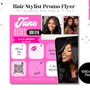 Editable Hair Stylist Flyer Template: Wig Installs, Weaves (Canva Digital Download)