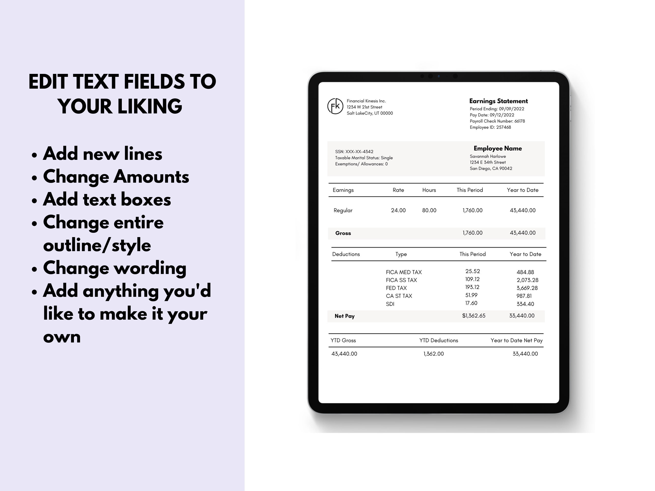 Employee Pay Stub Pay Stub Template Editable Pay Stub Payroll Check employee-pay-stub-pay-stub-template-editable-pay-stub-payroll-check