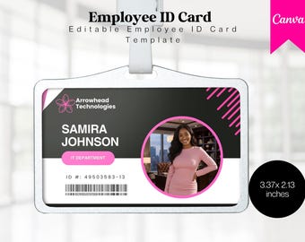 Editable Employee ID Badge Template: Printable Staff Name Tag (Canva)