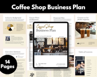 Coffee Shop Business Plan Vorlage: Bearbeitbarer Cafe Guide (Canva Template)