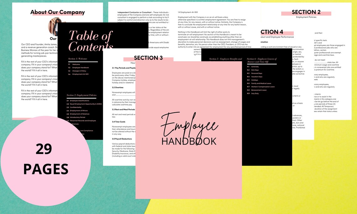 Small Business HR Forms// Employee Handbook// Human Resources - Etsy