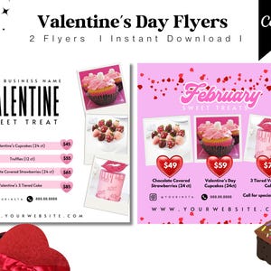 Valentinstag Flyer, Februar Bake Sale Flyer, Valentinstag Dessert Flyer, Bäckerei Flyer, Bake Shop Flyer, Gebäck Flyer, Kuchen Flyer