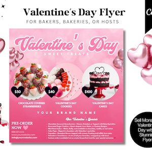 Valentinstag Flyer, Februar Bake Sale Flyer, Valentinstag Dessert Flyer, Bäckerei Flyer, Bake Shop Flyer, Gebäck Flyer, Kuchen Flyer