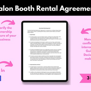 Salon Booth Rental Agreement: Hairdresser Contract (Digital Download)