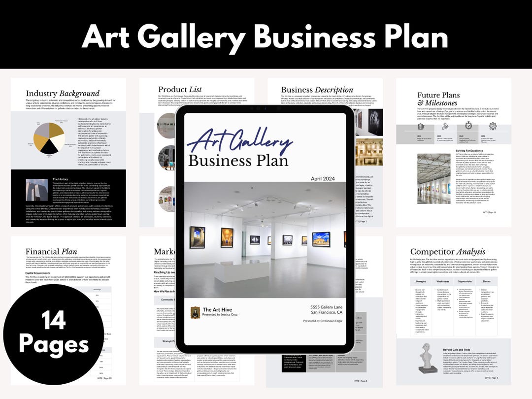 Art Gallery Business Plan Template Editable Guide (PDF) Etsy