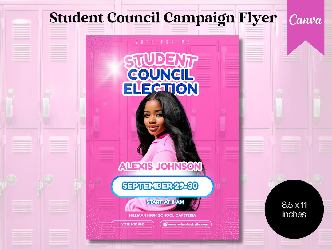 Student Council Campaign Flyer: Editable School Election Poster (canva ...