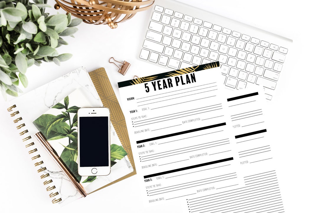 5-year Planner - Printable Goal Setting Worksheet, Comprehensive Yearly ...