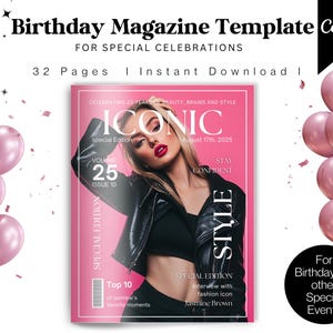 Editable Birthday Magazine Template: Fun Party Keepsake (Canva Template)