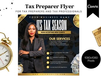 Tax Prep Service Flyer | Tax Flyers 2026 | Income Tax Preparer & Accounting Services | Credit Repair Flyer | Canva Template