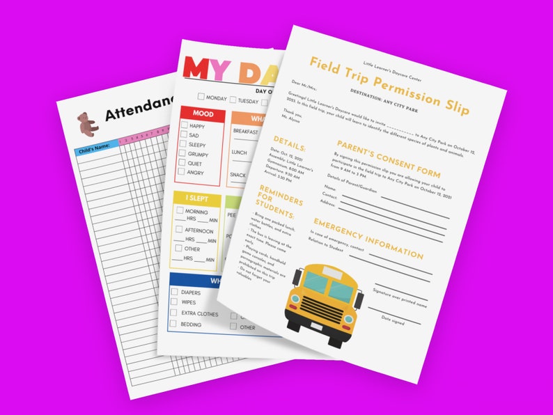 Daycare Kit // Home Daycare// Small Business Forms// Preschool Etsy