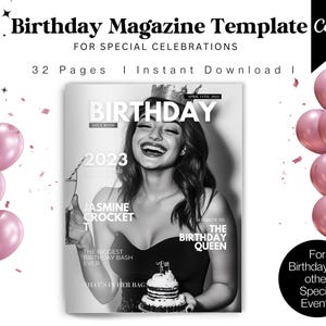 編集可能な誕生日雑誌テンプレート | DIY パーソナライズ誕生日プログラム、パーティー記念品、思い出ブック、楽しいアクティビティとゲーム、Canva テンプレート