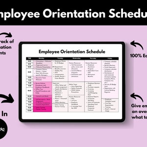 Employee Orientation Schedule, Employee Onboarding Template, New Hire Onboarding Schedule, New Hire Checklist, Employee Training Schedule