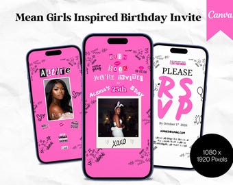 Mean Girls Inspired Birthday Invitation Template, Animated Digital Invite, Editable in Canva, Fetch Birthday Party Evite, Instant Download
