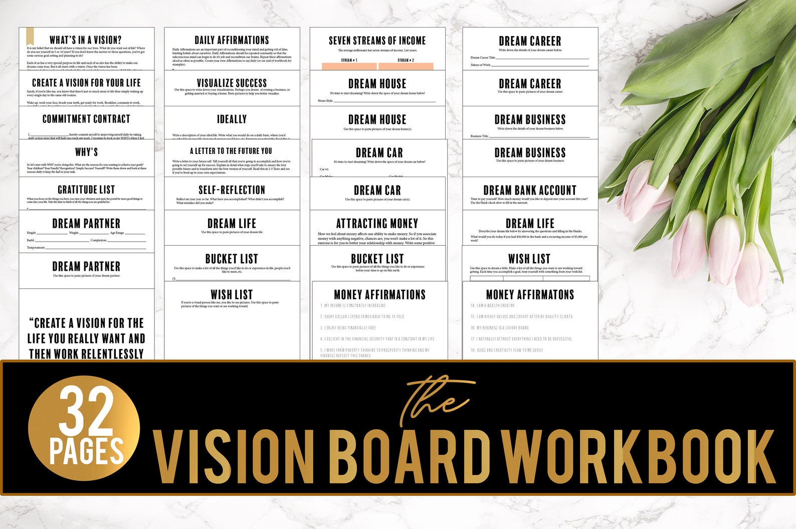List board. Book for Vision Board. Vision Board pic.