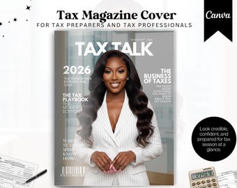 Tax Magazine Cover Template | Tax Refund Season | Income Tax Preparer Marketing | Canva Editable, Editable Tax Cover Template