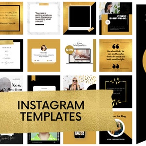 Instagram Canva Template // Gold Marmor Schwarz // Instagram Post Templates // Bearbeitbare Vorlage // Instagram Posts // Zitate für Instagram
