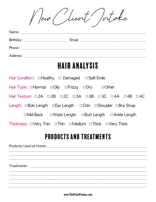 Hair Stylist Business Kit// Hair Stylist Business Forms// Hair Etsy 日本