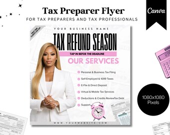 Tax Prep Service Flyer | Tax Season Has Entered the Chat | Income Tax Preparer Flyer | Canva Editable Template