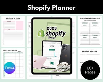 Shopify Business Planner 2025: Editable Canva Template (Digital Planner)