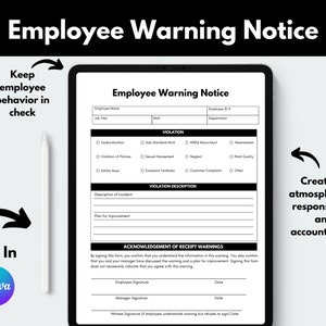 Employee Warning Notice: HR Disciplinary Form (Digital)