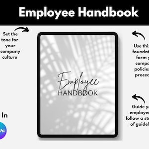 Employee Handbook, Company Employee Handbook, Editable Handbook, Employee Guide, Policies and Procedures, Edit in Canva, Printable