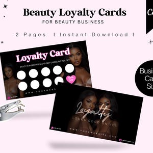 Loyalty Punch Card Template | Editable Canva Loyalty Card | Beauty Business Reward Card | Salon Loyalty Card  | Hair Stylist Loyalty Card