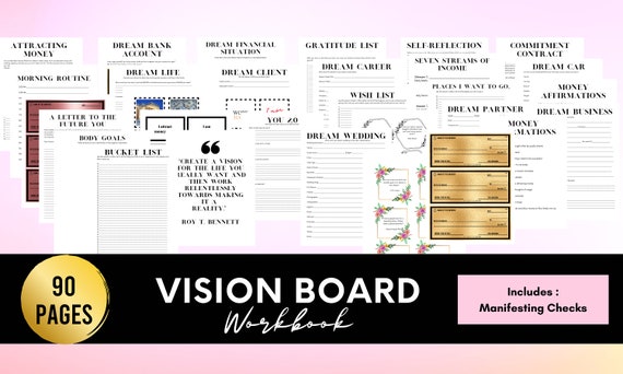 Vision Board Workbook//how to Make a Vision Board//law of
