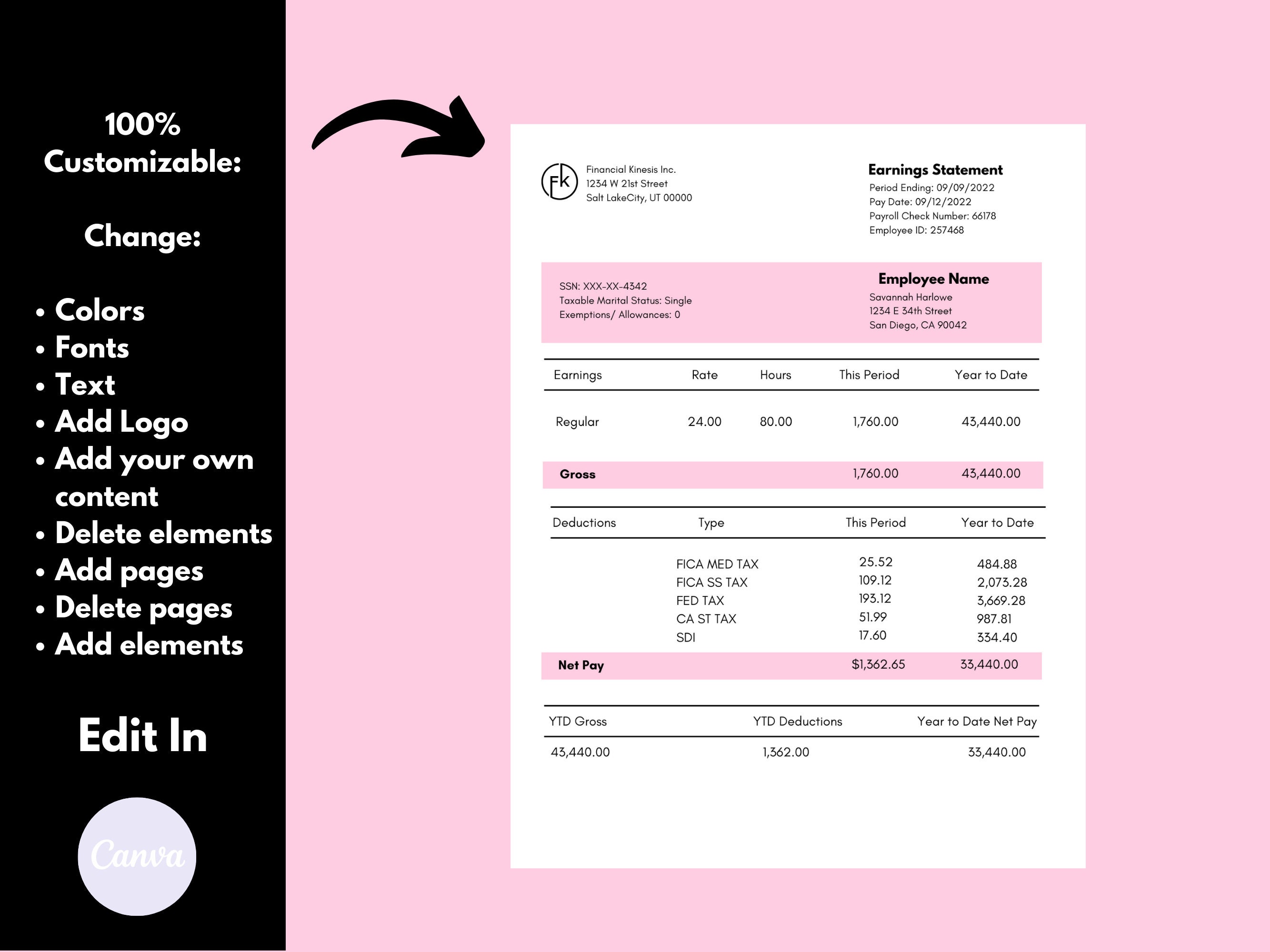 Employee Pay Stub Pay Stub Template Editable Pay Stub Payroll Check employee-pay-stub-pay-stub-template-editable-pay-stub-payroll-check